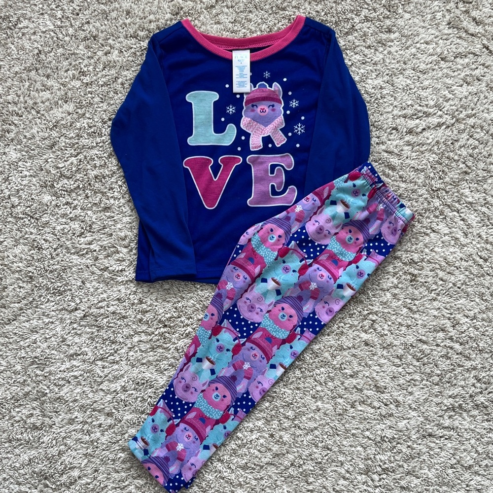 The Children's Place Blue and Pink Love Pajama Set